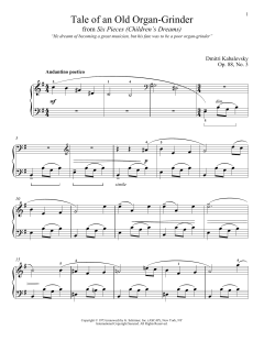 Tale Of An Old Organ-Grinder, Op. 88, No. 3 (Download) 
