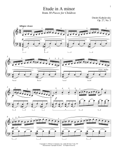 Etude In A Minor von Dmitri Kabalevsky (Download) 