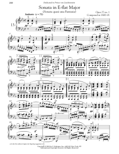 Piano Sonata No. 13 In E-flat Major, Op. 27, No. 1 von Ludwig van Beethoven (Download) 