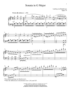 Piano Sonata No. 25 In G Major, Op. 79 von Ludwig van Beethoven (Download) 