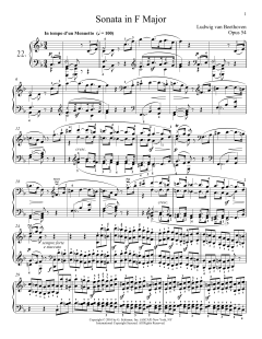 Piano Sonata No. 22 In F Major, Op. 54 von Ludwig van Beethoven (Download) 