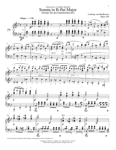 Piano Sonata No. 29 In B-Flat Major, Op. 106 von Ludwig van Beethoven (Download) 