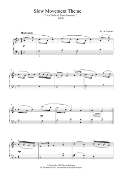 Slow Movement Theme from Violin and Piano Sonata in C, K296 (Download) 