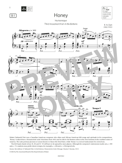 Honey (Grade 6, list B1, from the ABRSM Piano Syllabus 2023 & 2024) (Download) 