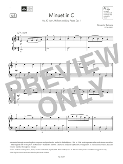 Minuet in C (Grade 1, list A3, from the ABRSM Piano Syllabus 2023 & 2024) (Download) 