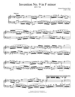 Invention No. 9 In F Minor, BWV 780 (Download) 