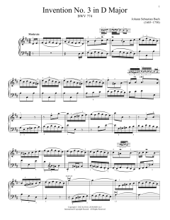 Invention No. 3 In D Major, BWV 774 (Download) 