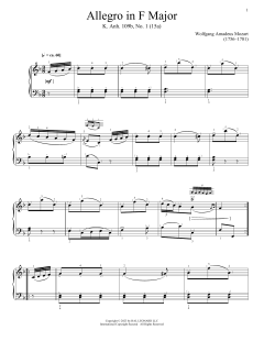 Allegro in F Major, K. Anh. 109, No. 1 (Download) 
