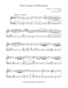 Piano Sonata In B-flat Major, K. 570 von Wolfgang Amadeus Mozart (Download) 