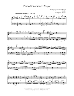 Piano Sonata In D Major, K. 311 von Wolfgang Amadeus Mozart (Download) 