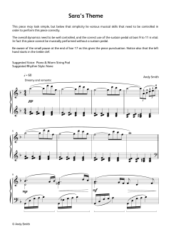 Sara's Theme (LCME Electronic Keyboard Grade 6 List B) von Andy Smith (Download) 