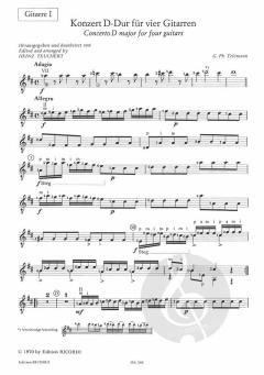 Konzert D-Dur für 4 Gitarren von Georg Philipp Telemann 