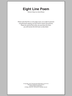 Eight Line Poem von David Bowie (Download) 