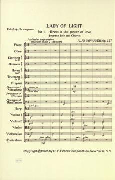 Lady of Light op. 227 von Alan Hovhaness für Sopran, Bariton, gemischten Chor und Orchester im Alle Noten Shop kaufen (Partitur)