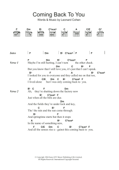 Coming Back To You von Leonard Cohen (Download) 
