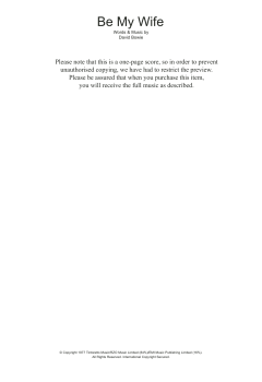 Be My Wife (Download) 