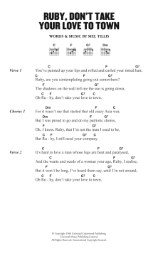 Ruby, Don't Take Your Love To Town (Download) 