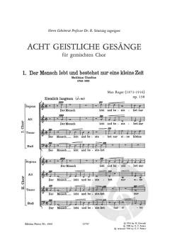 8 Geistliche Gesänge op. 138 (Max Reger) 