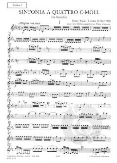 Sinfonia a quattro c-Moll von Franz Xaver Richter für Streicher im Alle Noten Shop kaufen (Einzelstimme) - EP8145VL1
