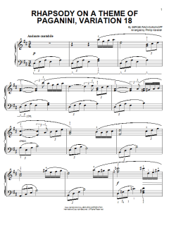 Rhapsody On A Theme Of Paganini, Variation XVIII von Sergei Rachmaninoff (Download) 