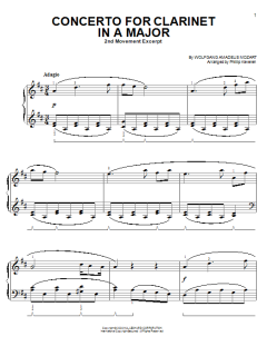 Concerto for Clarinet in A Major, Second Movement Excerpt von Wolfgang Amadeus Mozart (Download) 