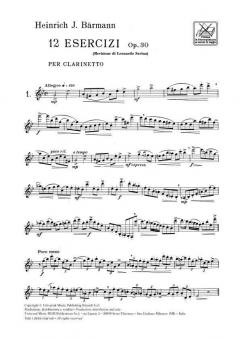 12 Esercizi per Clarinet Op.30 von Heinrich Joseph Baermann 