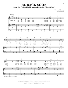 Be Back Soon von Lionel Bart (Download) 