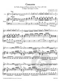 Konzert op. 3 Nr. 3, RV 310 in G-Dur von Antonio Vivaldi für Violine, Streicher und Basso Continuo im Alle Noten Shop kaufen