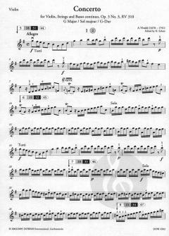 Konzert op. 3 Nr. 3, RV 310 in G-Dur von Antonio Vivaldi für Violine, Streicher und Basso Continuo im Alle Noten Shop kaufen
