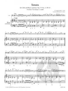 Sonate a-moll op. 14 Nr. 3, RV 43 von Antonio Vivaldi für Violoncello und Basso continuo (Klavier) im Alle Noten Shop kaufen