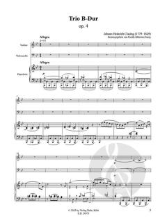 Klaviertrio B-Dur op. 4 von Johann Heinrich Clasing 