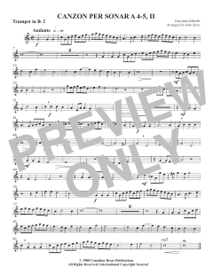 Canzon per Sonar A 4-5, II - Bb Trumpet 2 von Canadian Brass Quintet (Download) 