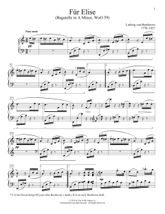 Bagatelle In A Minor "Fur Elise," WoO 59 von Ludwig van Beethoven (Download) 