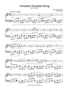 Venetian Boat Song, Op. 30, No. 6 von Felix Mendelssohn (Download) 