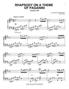 Rhapsody On A Theme Of Paganini, Variation XVIII (Download) 