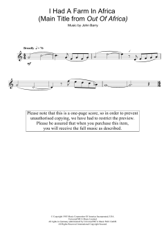 I Had A Farm In Africa von John Barry (Download) 