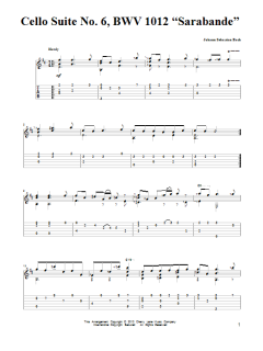 Cello Suite No. 6, BWV 1012 "Sarabande" von Johann Sebastian Bach (Download) 