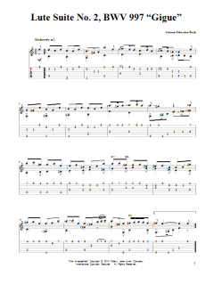 Lute Suite No. 2, BWV 997 "Gigue" von Johann Sebastian Bach (Download) 