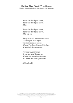 Better The Devil You Know (Download) 