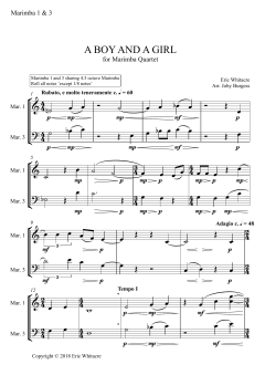 A Boy And A Girl for Marimba Quartet von Eric Whitacre (Download) 