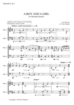 A Boy And A Girl for Marimba Quartet von Eric Whitacre (Download) 