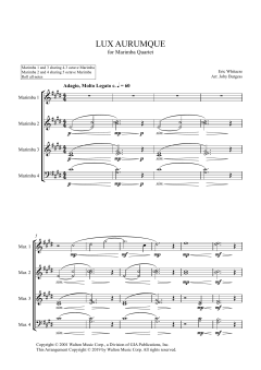 Lux Aurumque for Marimba Quartet von Eric Whitacre (Download) 