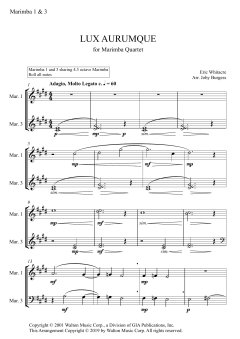 Lux Aurumque for Marimba Quartet von Eric Whitacre (Download) 