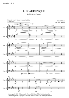 Lux Aurumque for Marimba Quartet von Eric Whitacre (Download) 