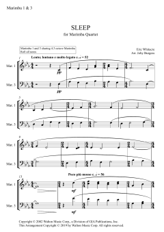 Sleep for Marimba Quartet von Eric Whitacre (Download) 