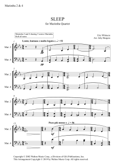 Sleep for Marimba Quartet von Eric Whitacre (Download) 