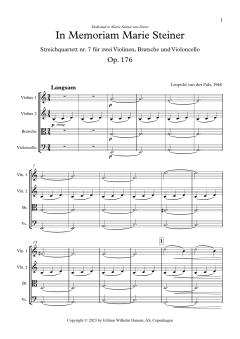 In Memoriam Marie Steiner Op. 176 - Full Score von Leopold van der Pals (Download) 