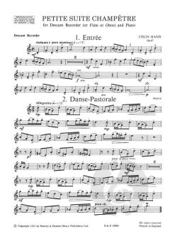 Petite Suite Champêtre op. 67 von Colin Hand für Flöte (Blockflöte, Oboe) und Klavier im Alle Noten Shop kaufen