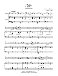 Waltz In A-Flat Major, Op. 39, No. 15 von Johannes Brahms (Download) 