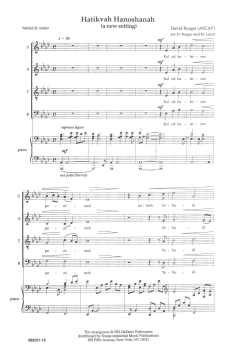 Hatikvah Hanoshanah von David Burger (Download) 